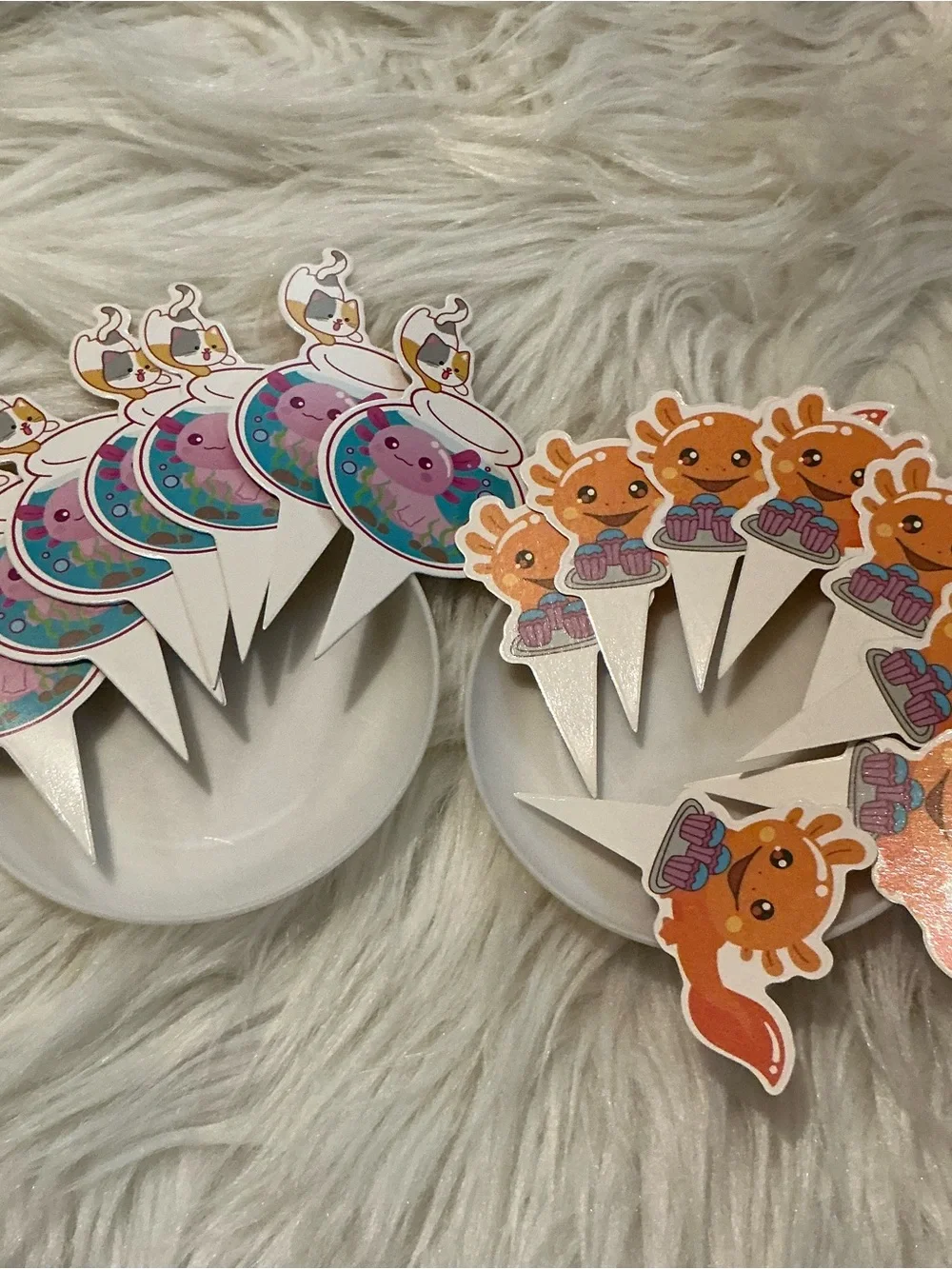 Cute Axolotl cupcake toppers for birthday party